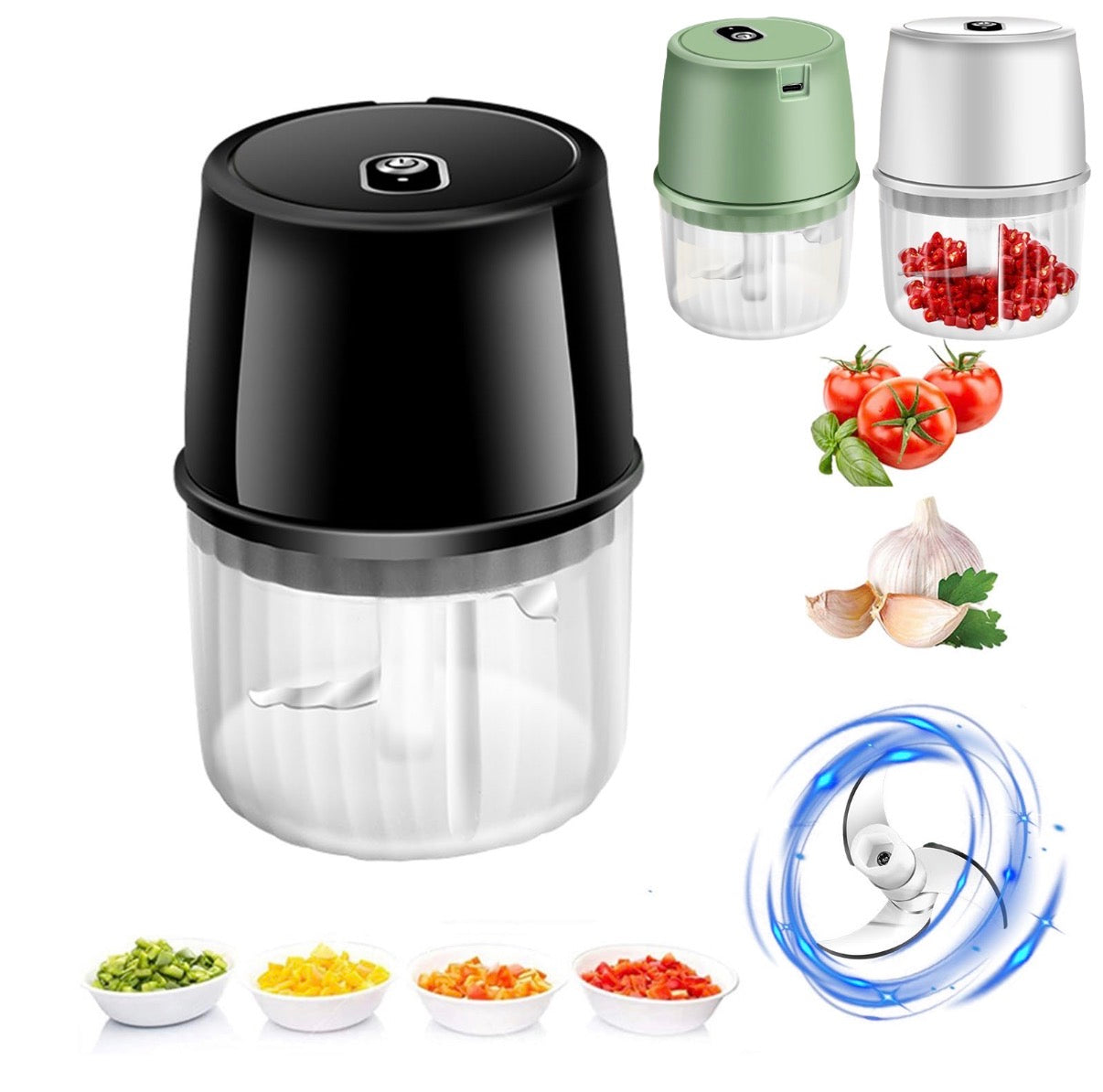 🧄 Mini Electric Food Chopper – Cut Garlic & Onion in Seconds