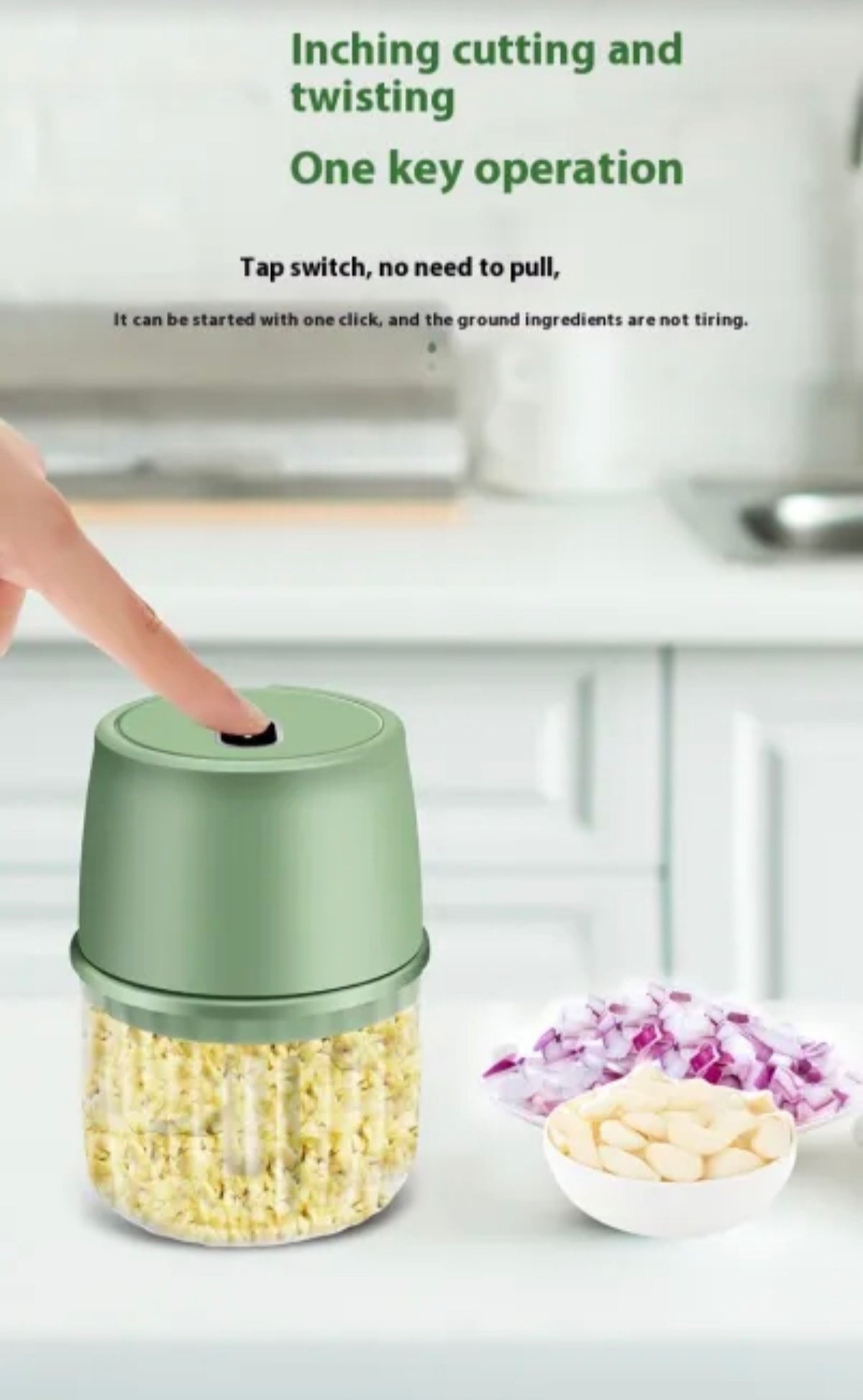 🧄 Mini Electric Food Chopper – Cut Garlic & Onion in Seconds