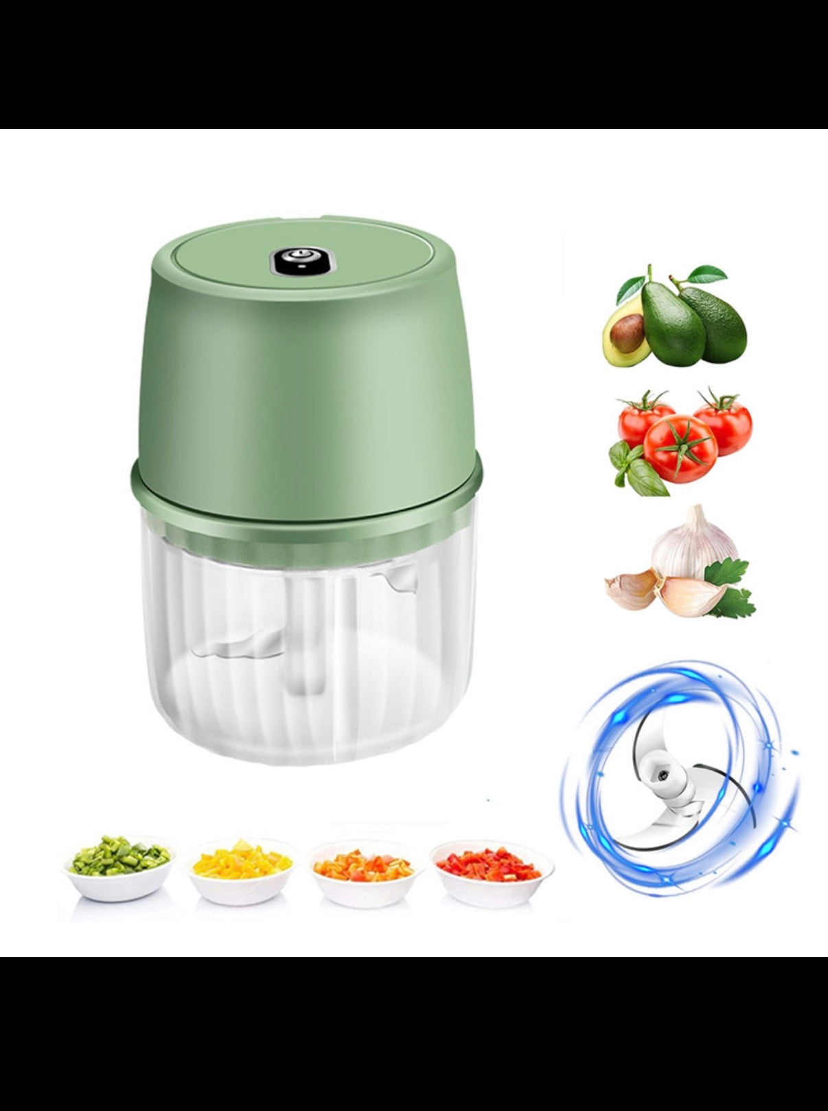 🧄 Mini Electric Food Chopper – Cut Garlic & Onion in Seconds