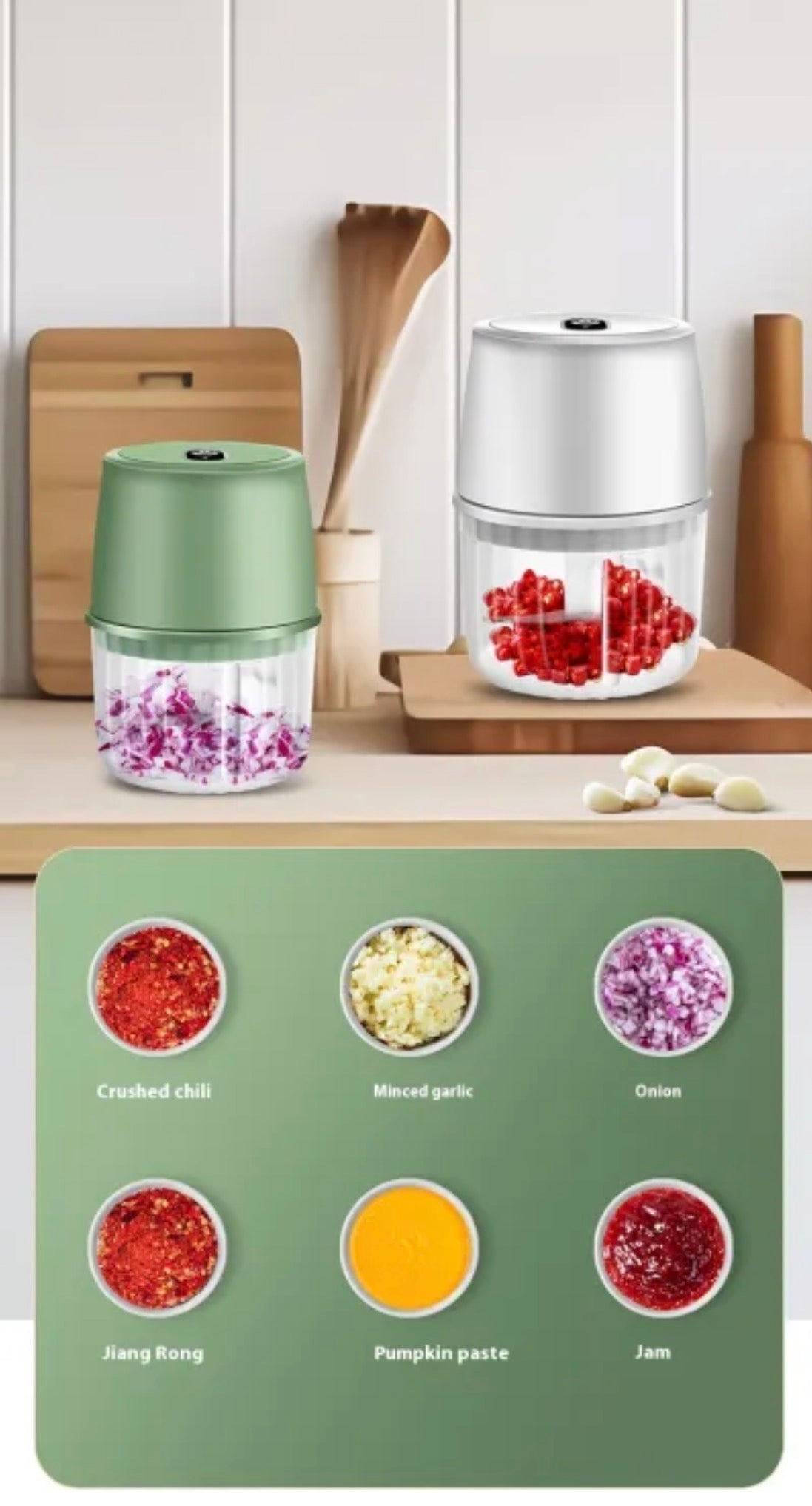 🧄 Mini Electric Food Chopper – Cut Garlic & Onion in Seconds