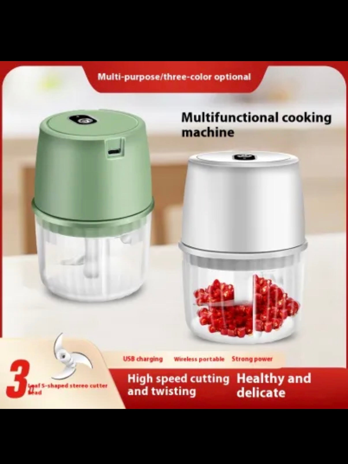 🧄 Mini Electric Food Chopper – Cut Garlic & Onion in Seconds