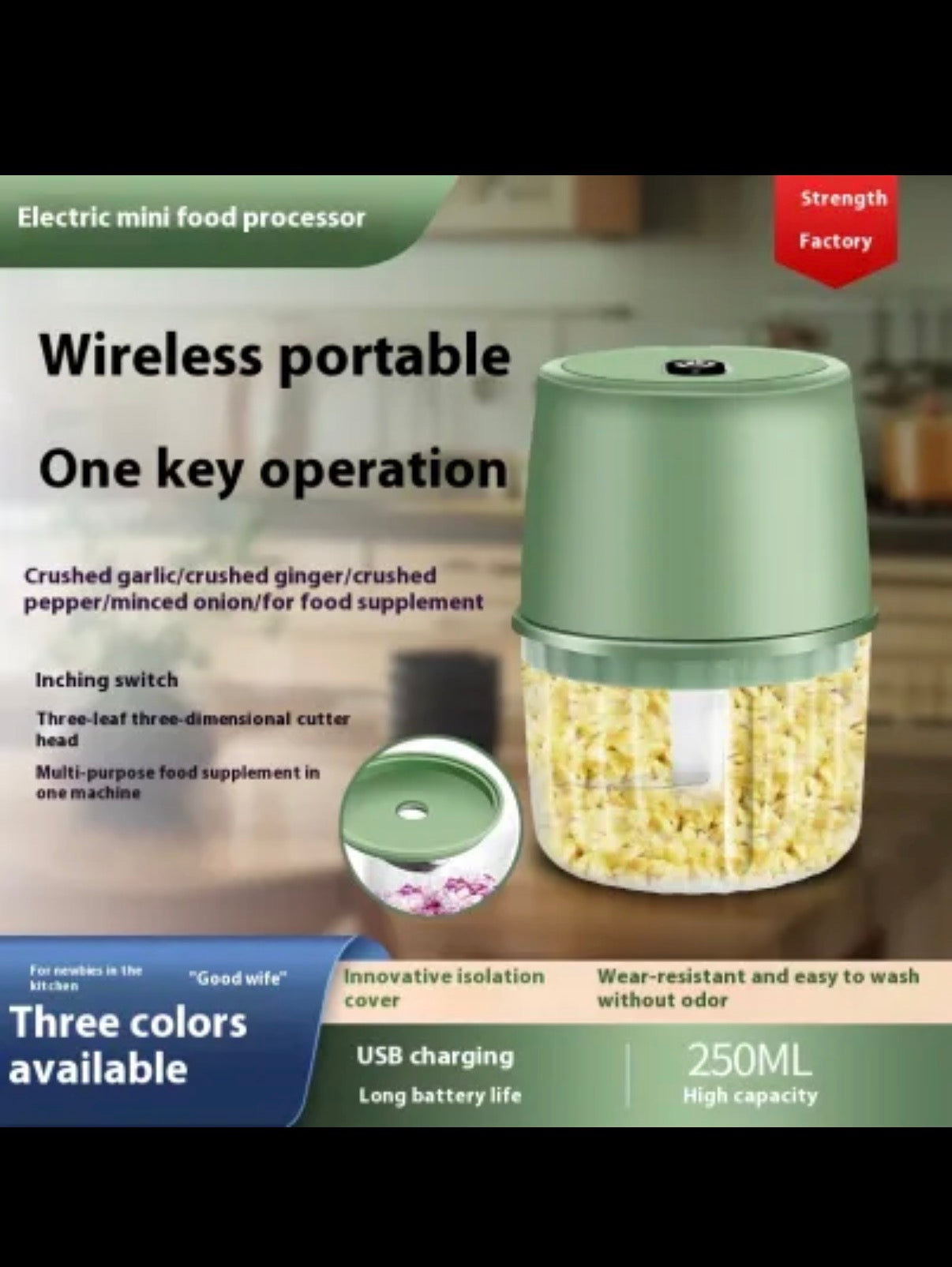 🧄 Mini Electric Food Chopper – Cut Garlic & Onion in Seconds